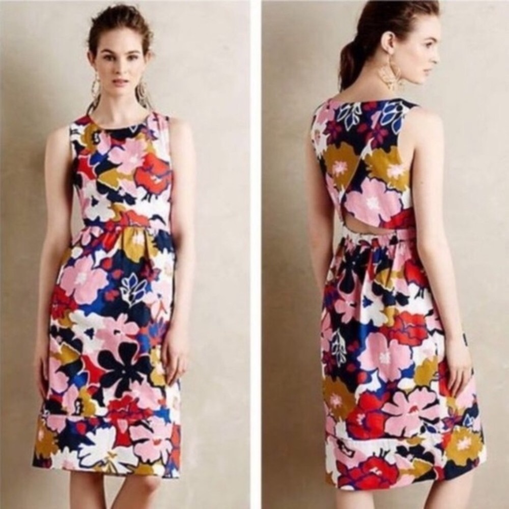 Whit Two Petalprint Floral Peekaboo Back Dress